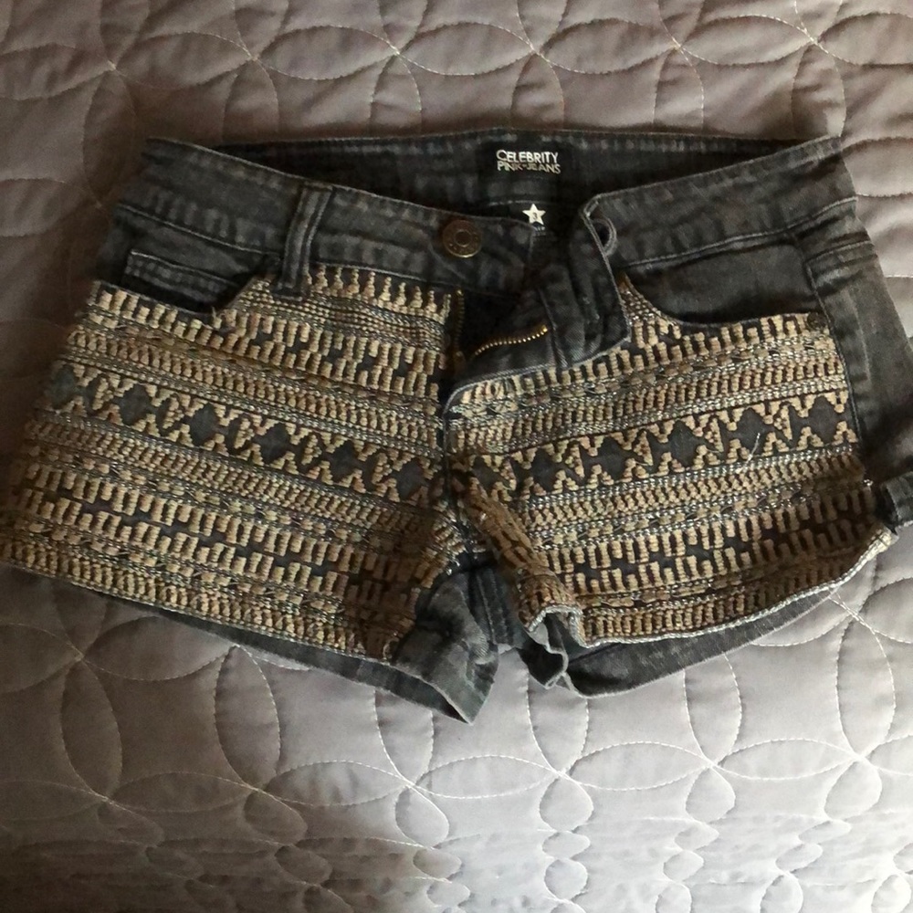 Embroidered design shorts